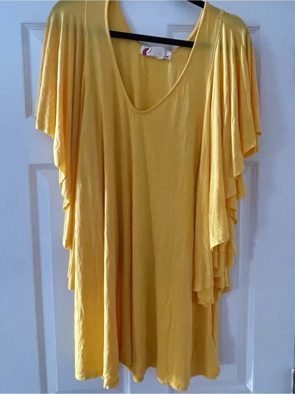 Free People Beach Yellow Oversized Tunic Top Flutter Sleeve Boho Cover Up Size M